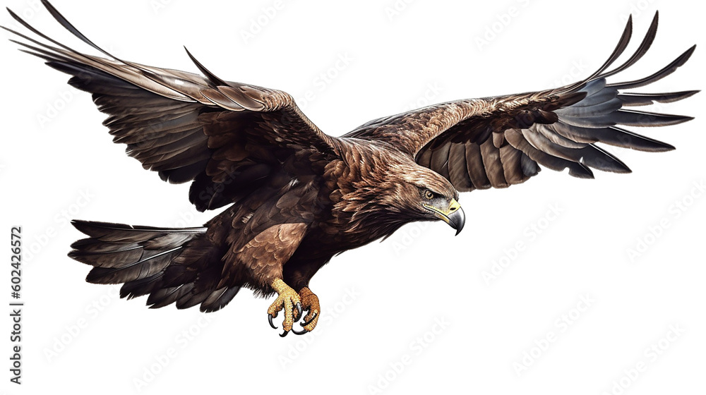 Obraz premium A flying eagle on a transparent background. Generative AI. 