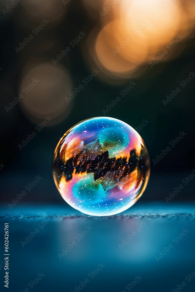 photograph of a single floating clear soap. AI generative photograph of a single floating clear soap. AI generative