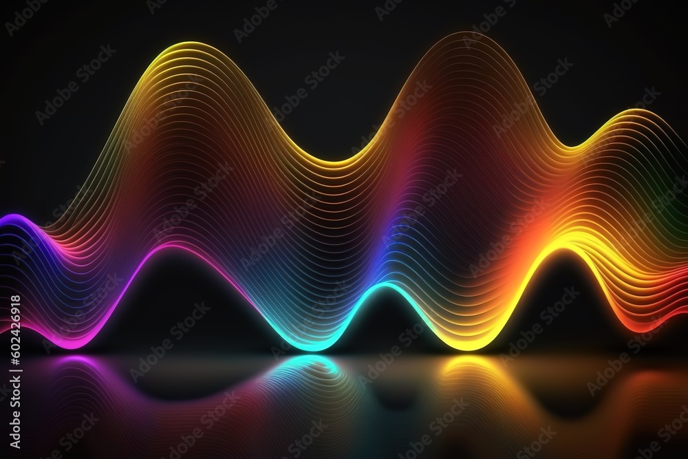 3d render, abstract neon background with colorful wavy line glowing with colorful gradient in ultraviolet spectrum, Generative AI 3d render, abstract neon background with colorful wavy line glowing with colorful gradient in ultraviolet spectrum, Generative AI
