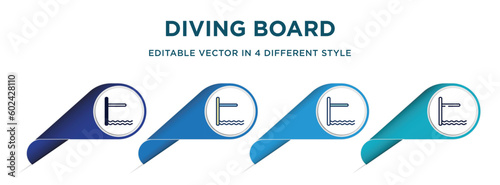 diving board icon in 4 different styles such as filled, color, glyph, colorful, lineal color. set of   vector for web, mobile, ui