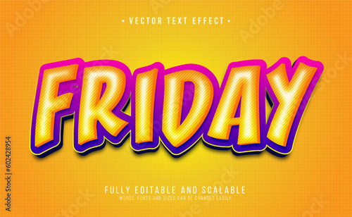 Friday text effect with a gradient background