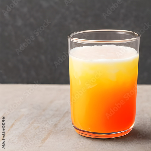 A delicious-looking glass of 
colored drink alcohol drinks cocktail mixing intensely.  wooden table background. Generative AI.