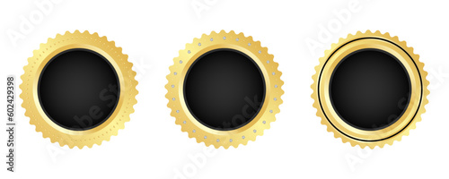 Set of gold seals, label, badge, certificate. Vector illustration 