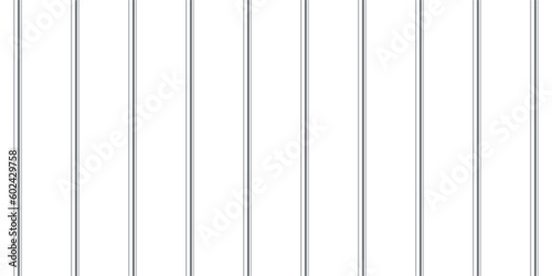 Realistic shiny metal prison bars isolated on white background. Detailed jail cage, prison iron fence. Criminal background mockup. Vector illustration