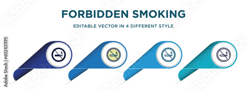 forbidden smoking icon in 4 different styles such as filled, color, glyph, colorful, lineal color. set of   vector for web, mobile, ui