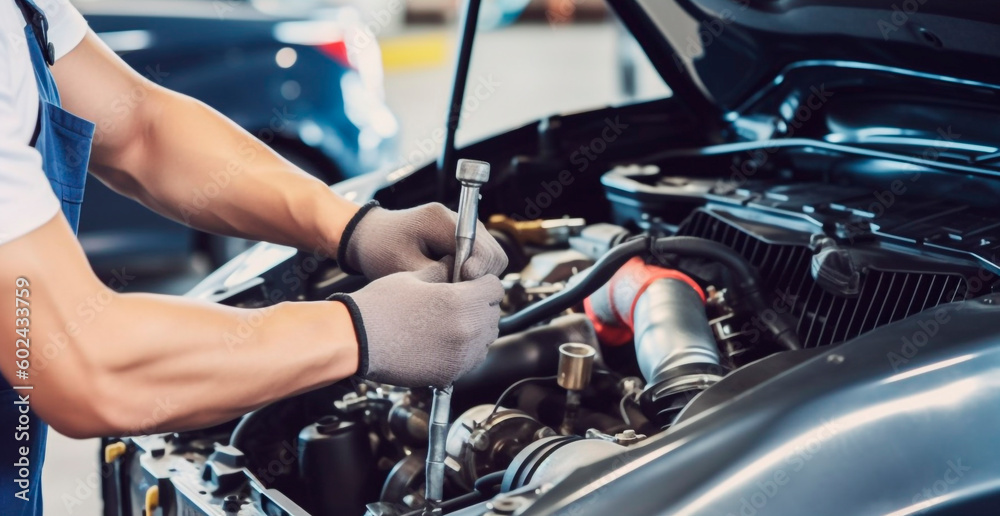 Generative Ai. a man is working on a car engine Generative Ai. a man is working on a car engine