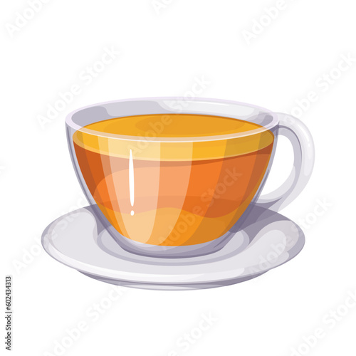 Tulsi tea vector illustration. Cartoon isolated glass transparent cup of hot ayurvedic holy basil tea, holistic remedy for body health, aromatherapy and drink of alternative Ayurveda medicine