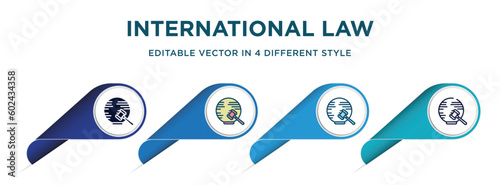 international law icon in 4 different styles such as filled, color, glyph, colorful, lineal color. set of   vector for web, mobile, ui