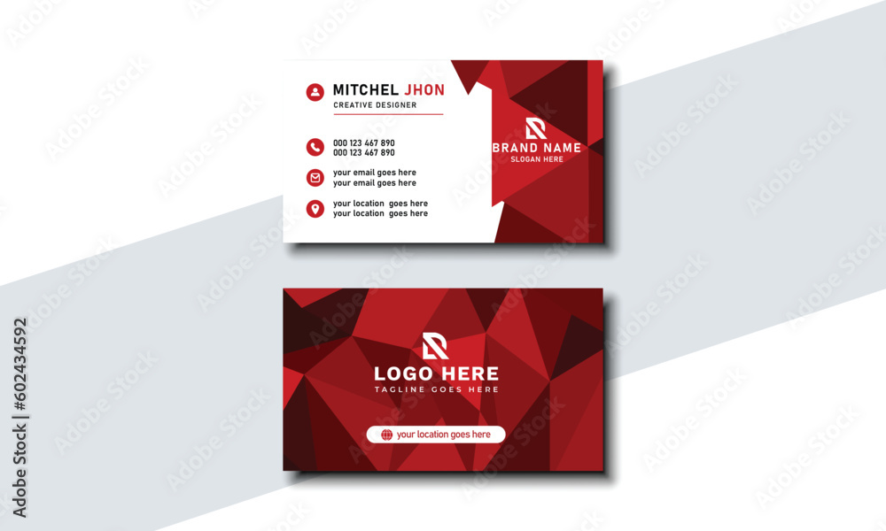 Creative and clean business card template. Modern visiting card with company logo. Unique business card for your business and personal use. Stationery Design, print template, vector illustration Creative and clean business card template. Modern visiting card with company logo. Unique business card for your business and personal use. Stationery Design, print template, vector illustration