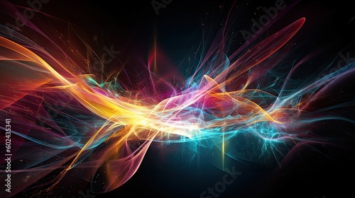 Colorful abstract light waves. Modern futuristic background. Generative ai