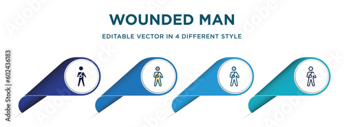 wounded man icon in 4 different styles such as filled, color, glyph, colorful, lineal color. set of   vector for web, mobile, ui