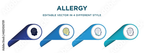 allergy icon in 4 different styles such as filled, color, glyph, colorful, lineal color. set of   vector for web, mobile, ui