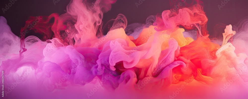 Fototapeta premium Ink water or haze texture of pink magenta shiny glitter steam cloud blend on abstract color mist art background. AI generative