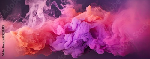 Ink water or haze texture of pink magenta shiny glitter steam cloud blend on abstract color mist art background. AI generative