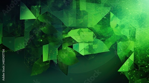 A green background, part organic and part digital. Green leaves. Generative ai
