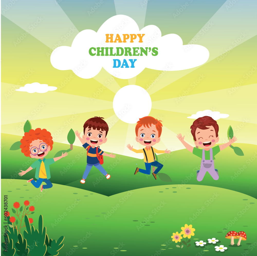 A poster for the children's day with the words happy children's day