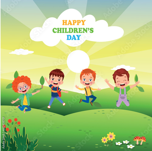 A poster for the children's day with the words happy children's day