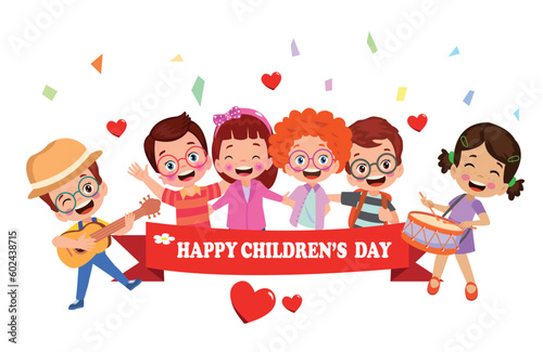 A poster for the children s day with the words happy children s day