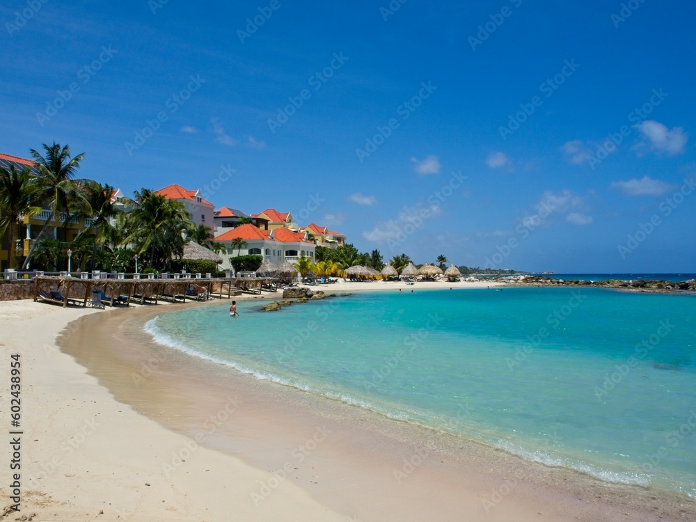 At our hotel in Curaçao, the Avila Beach Hotel, we relax in the beautiful turquoise waters while enjoying Curaçao's gorgeous weather.