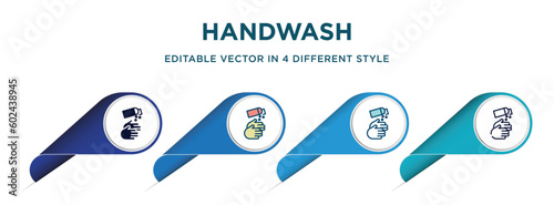 handwash icon in 4 different styles such as filled, color, glyph, colorful, lineal color. set of   vector for web, mobile, ui