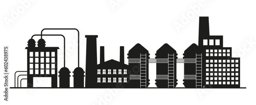 Factory  manufactury and plants vector set. Business