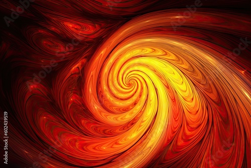 Wave of Fire in Orange and Yellow Swirl Cave: A Spectacularly Colourful Design Illustration for Wallpaper or Pattern: Generative AI