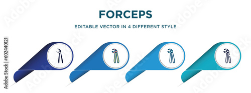 forceps icon in 4 different styles such as filled, color, glyph, colorful, lineal color. set of   vector for web, mobile, ui
