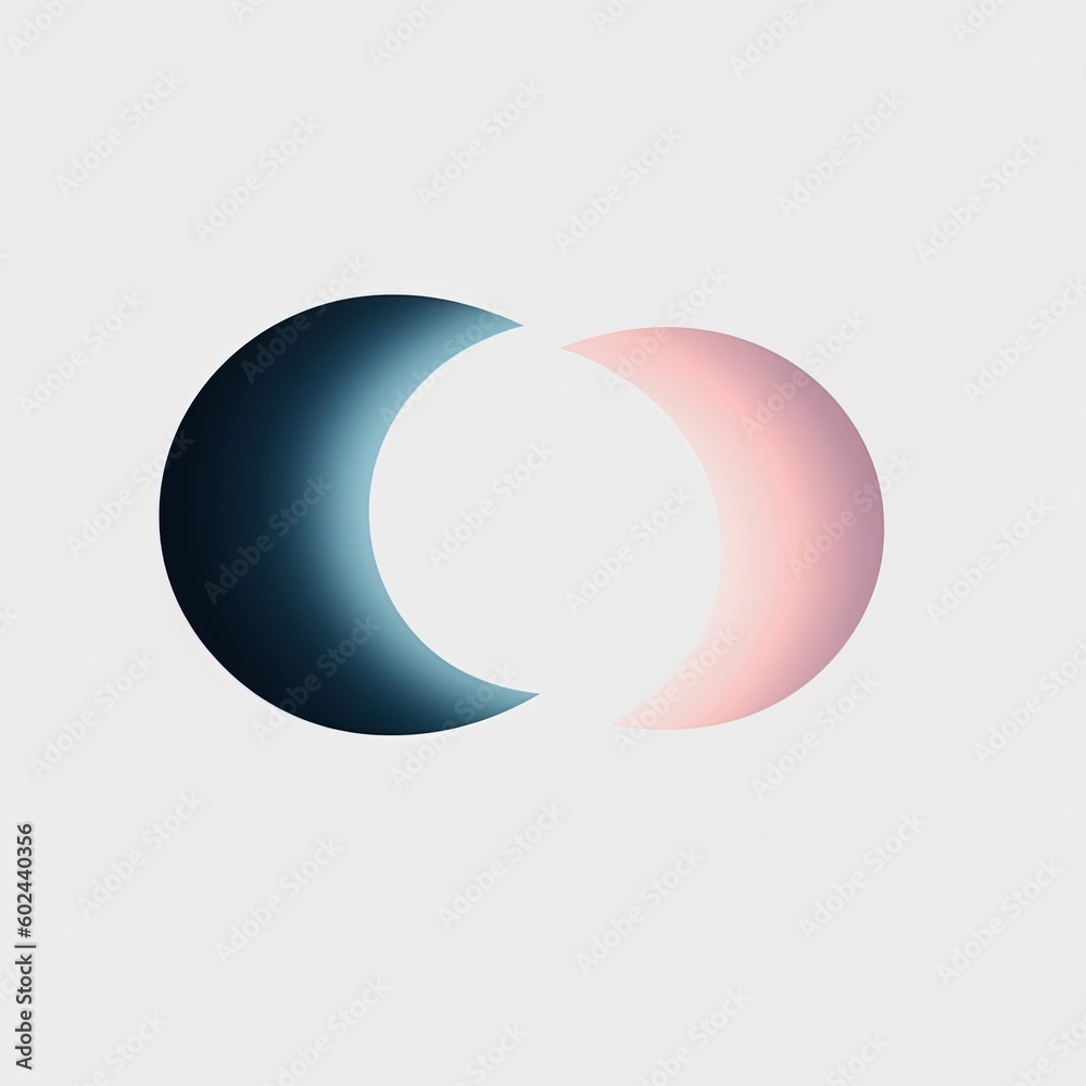 Logo of two half shaped moons. Generative AI. Logo of two half shaped moons. Generative AI.