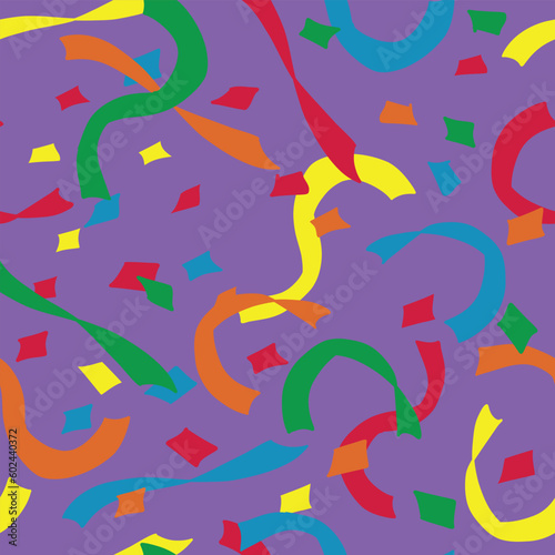 Colorful Confetti on a Purple Background is a Seamless Pattern Celebration