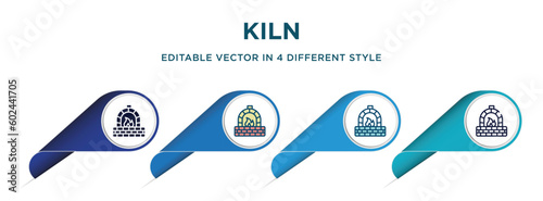 kiln icon in 4 different styles such as filled, color, glyph, colorful, lineal color. set of vector for web, mobile, ui