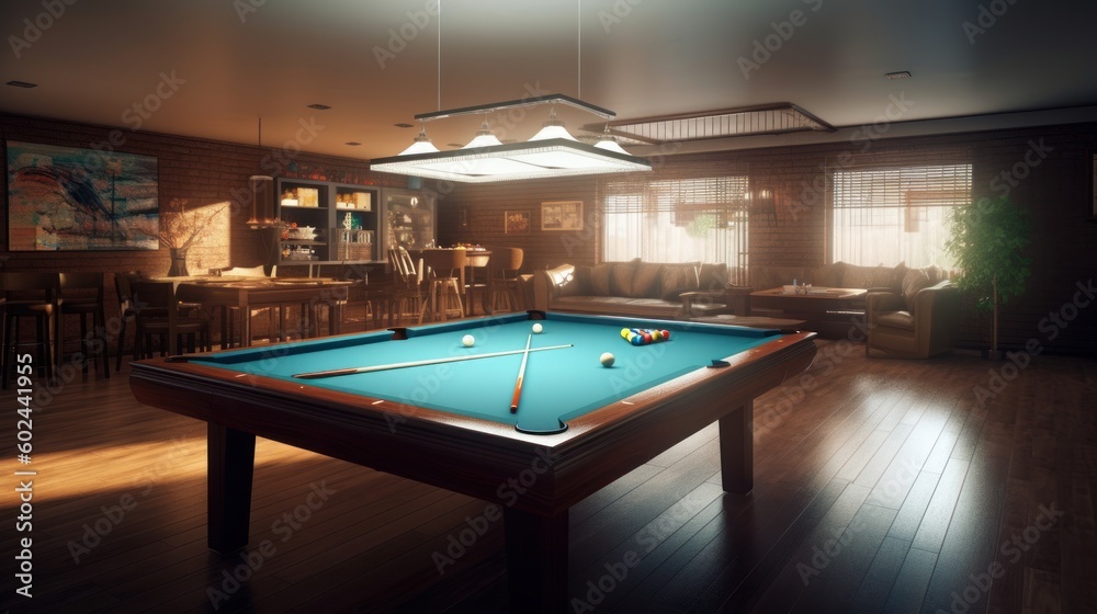 Game room - A room in a house or building. AI generated