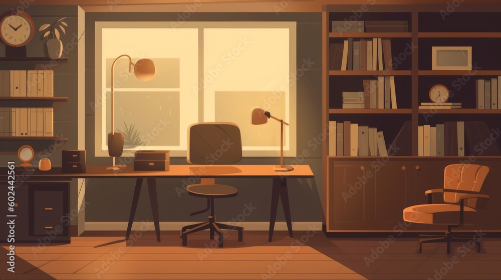 Home office - A room or space in a house used for work. AI generated Home office - A room or space in a house used for work. AI generated