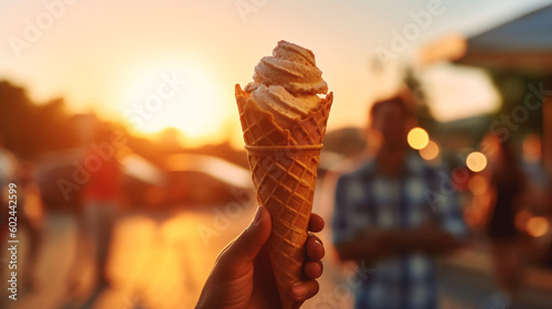 fingers hand with ice cream in cone