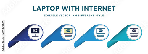 Wallpaper Mural laptop with internet connection icon in 4 different styles such as filled, color, glyph, colorful, lineal color. set of vector for web, mobile, ui Torontodigital.ca
