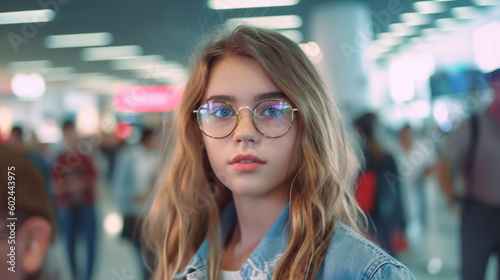 teenage girl with serious e...