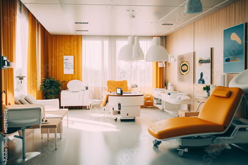 Interior concept of a hospital room - created with Generative AI technology 