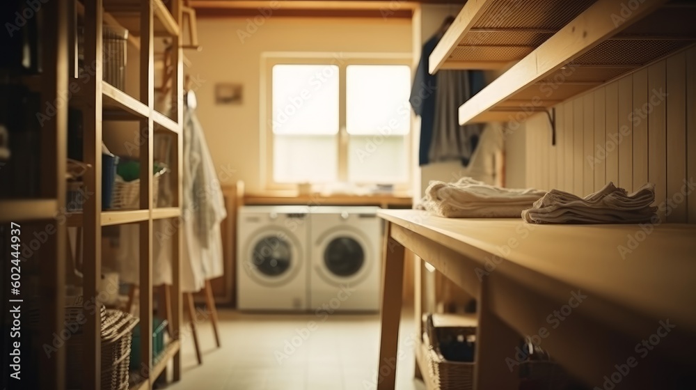 Naklejka premium Laundry room A room designated for washing. AI generated