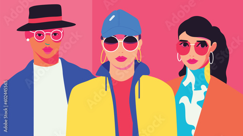 Generation Chic: A Vector Illustration of Fashionable Confident and Stylish Gen-Z Youths