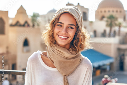 young adult woman in tropic...