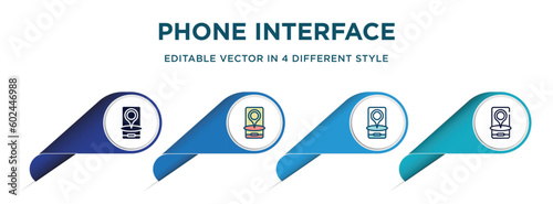 phone interface icon in 4 different styles such as filled, color, glyph, colorful, lineal color. set of vector for web, mobile, ui photo