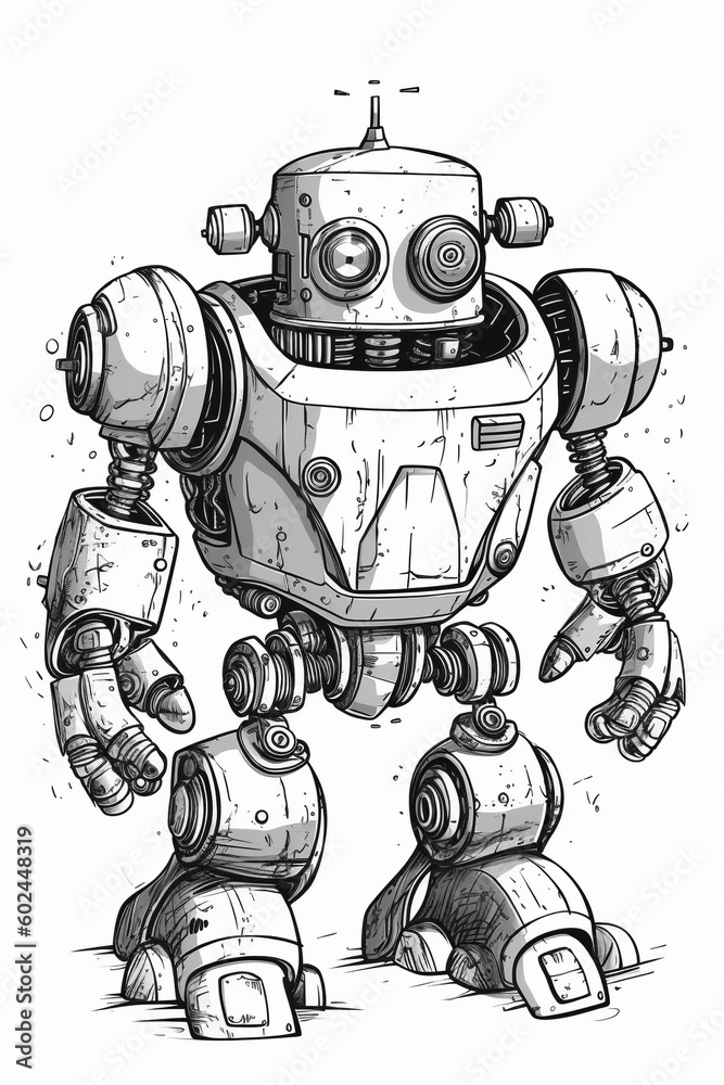 A drawing of a robot - created with Generative AI technology A drawing of a robot - created with Generative AI technology
