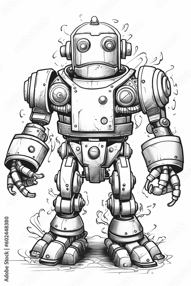 A drawing of a robot - created with Generative AI technology A drawing of a robot - created with Generative AI technology