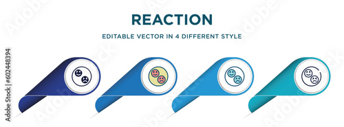 reaction icon in 4 different styles such as filled, color, glyph, colorful, lineal color. set of vector for web, mobile, ui