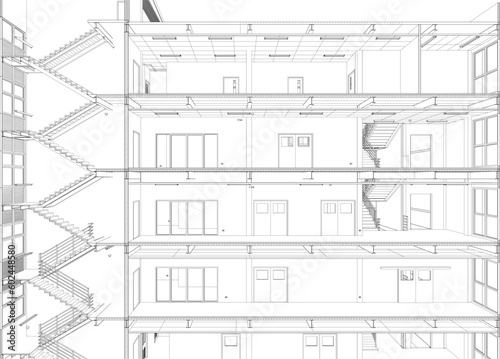 3D illustration of building project