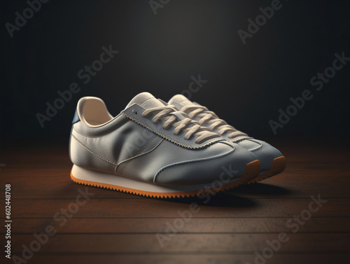 3D Render of Gray Vintage Running Shoes Stylish Antique