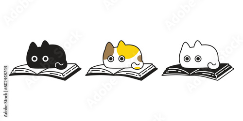 cat vector kitten icon book neko calico pet character cartoon symbol tattoo stamp scarf illustration design isolated