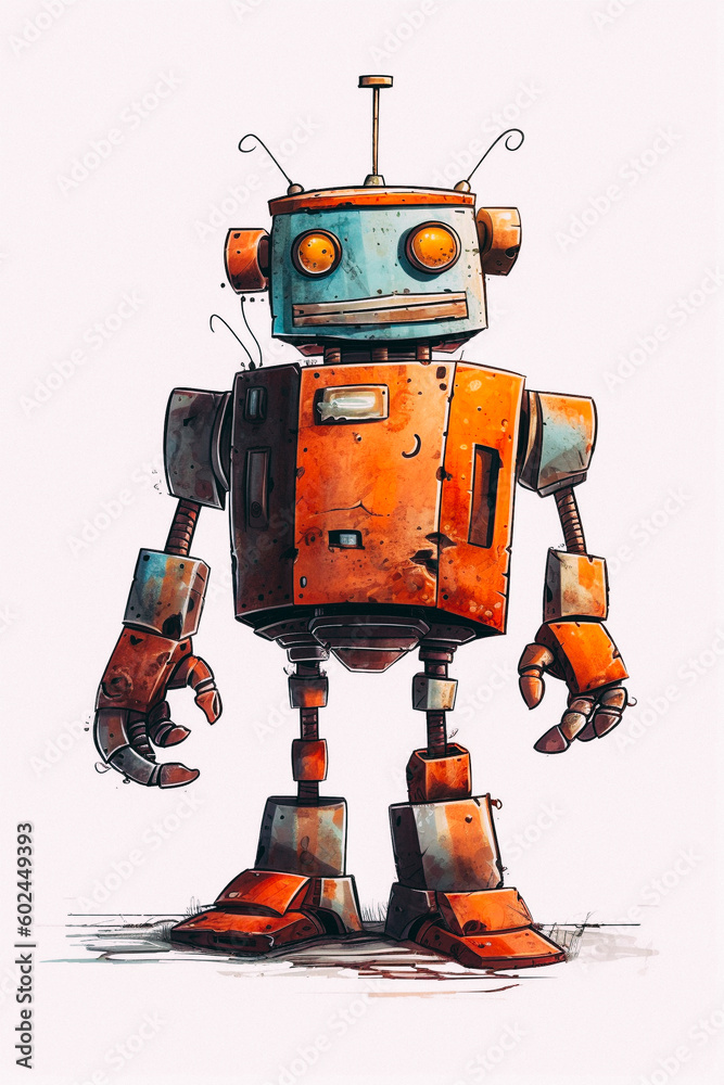 A cartoon of a robot - created with Generative AI technology A cartoon of a robot - created with Generative AI technology