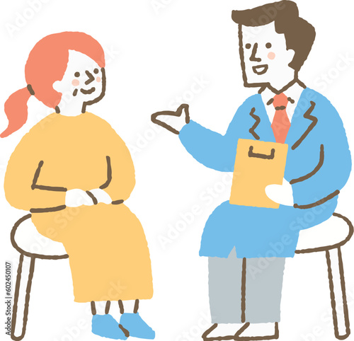 医者の診察を受ける患者_色
