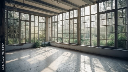Sunroom A room with large windows or glass walls. AI generated