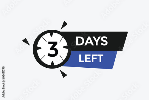 3 days left countdown template, 3 day countdown left banner label button eps 3 